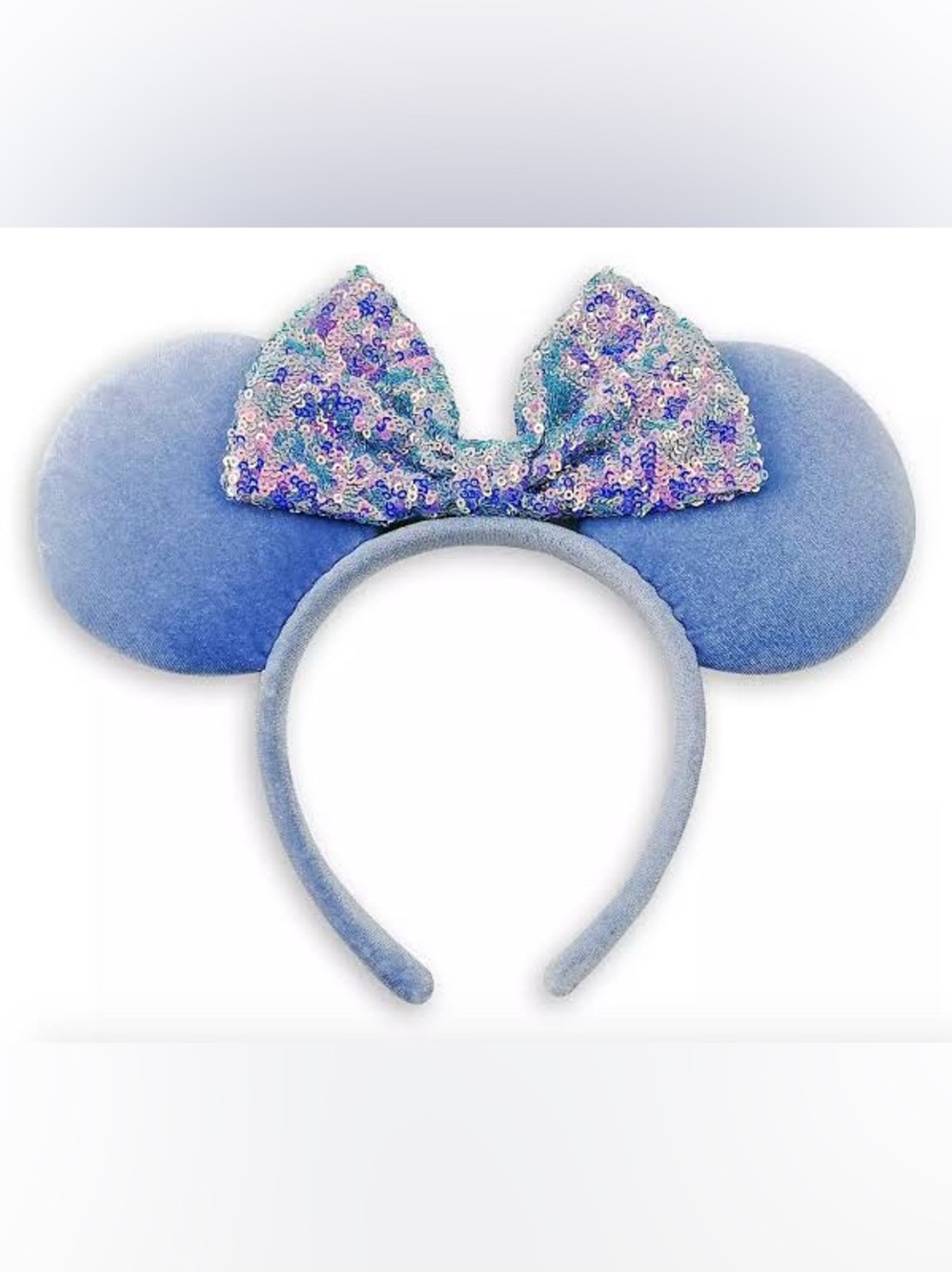 Disney Minnie Ears Headband in Cornflower Blue Iridescent Bow